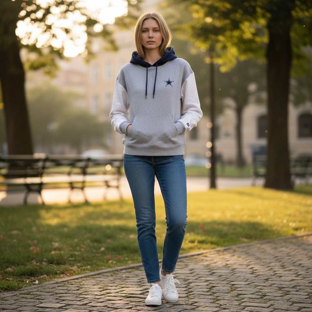 Dallas Cowboys Lauren James Women Hoodie Gray Navy White Size M NWT NFL Pullover